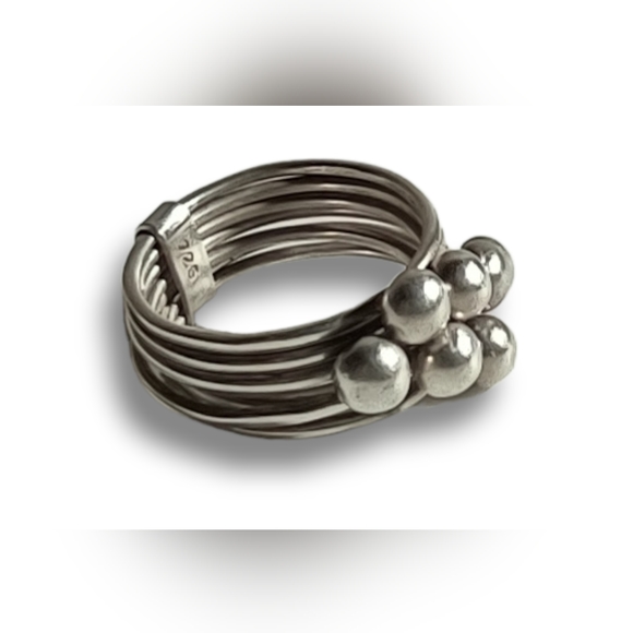 Set of 8 Dot Rings, 925 Silver Stacking Thin Band Ring SIZE 8 - Picture 2 of 4